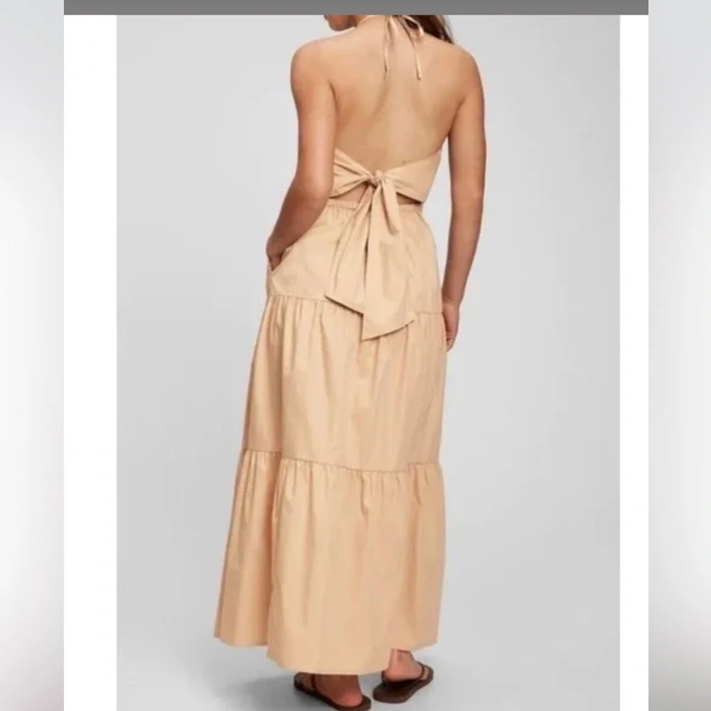 GAP Tie back halter maxi dress Size 10 New with tag Sand beige color
